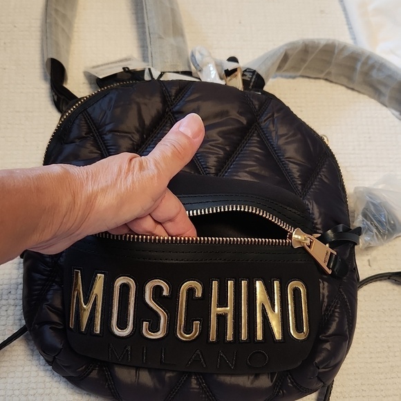 Moschino Couture black nylon  quilted  mini backpack